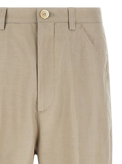 Brown Cotton Casual Pants