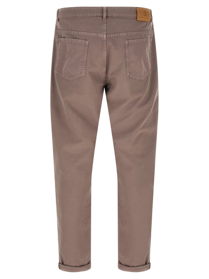 Brown Cotton Casual Pants