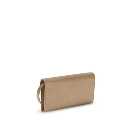 Beige Calf Leather Bos Taurus Clutch Bag