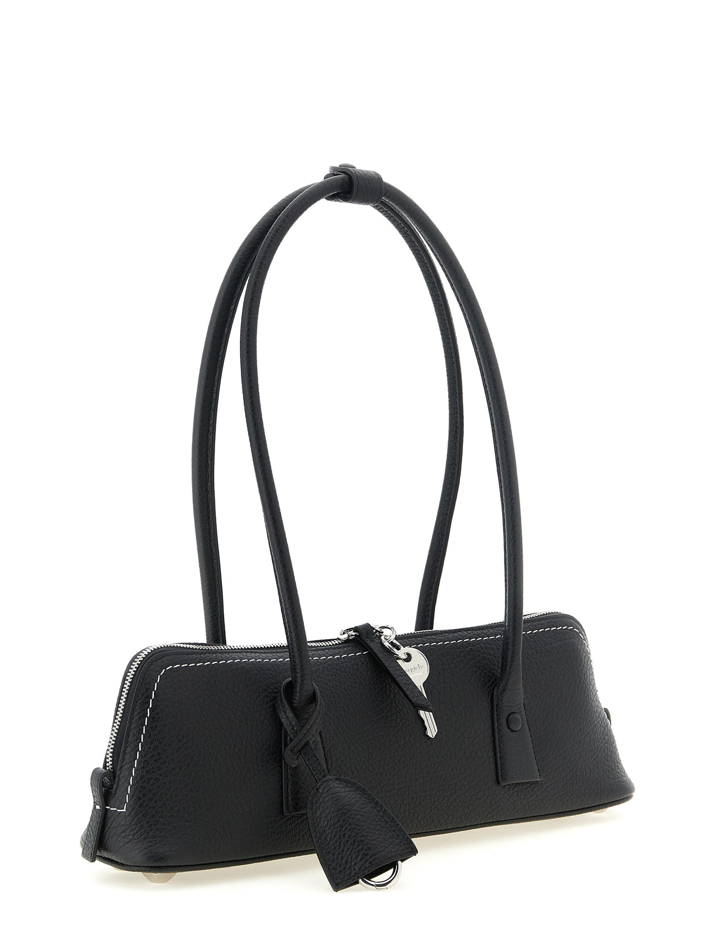 Black Calfskin Shoulder Bag