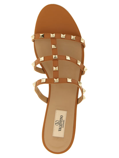 Beige Calfskin Flat Sandals