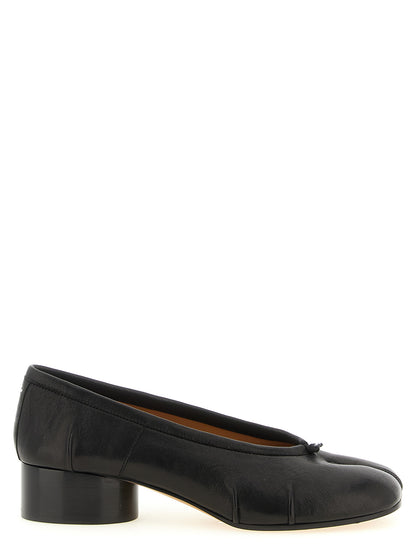 Black Lamb Leather Mid Heel Pumps