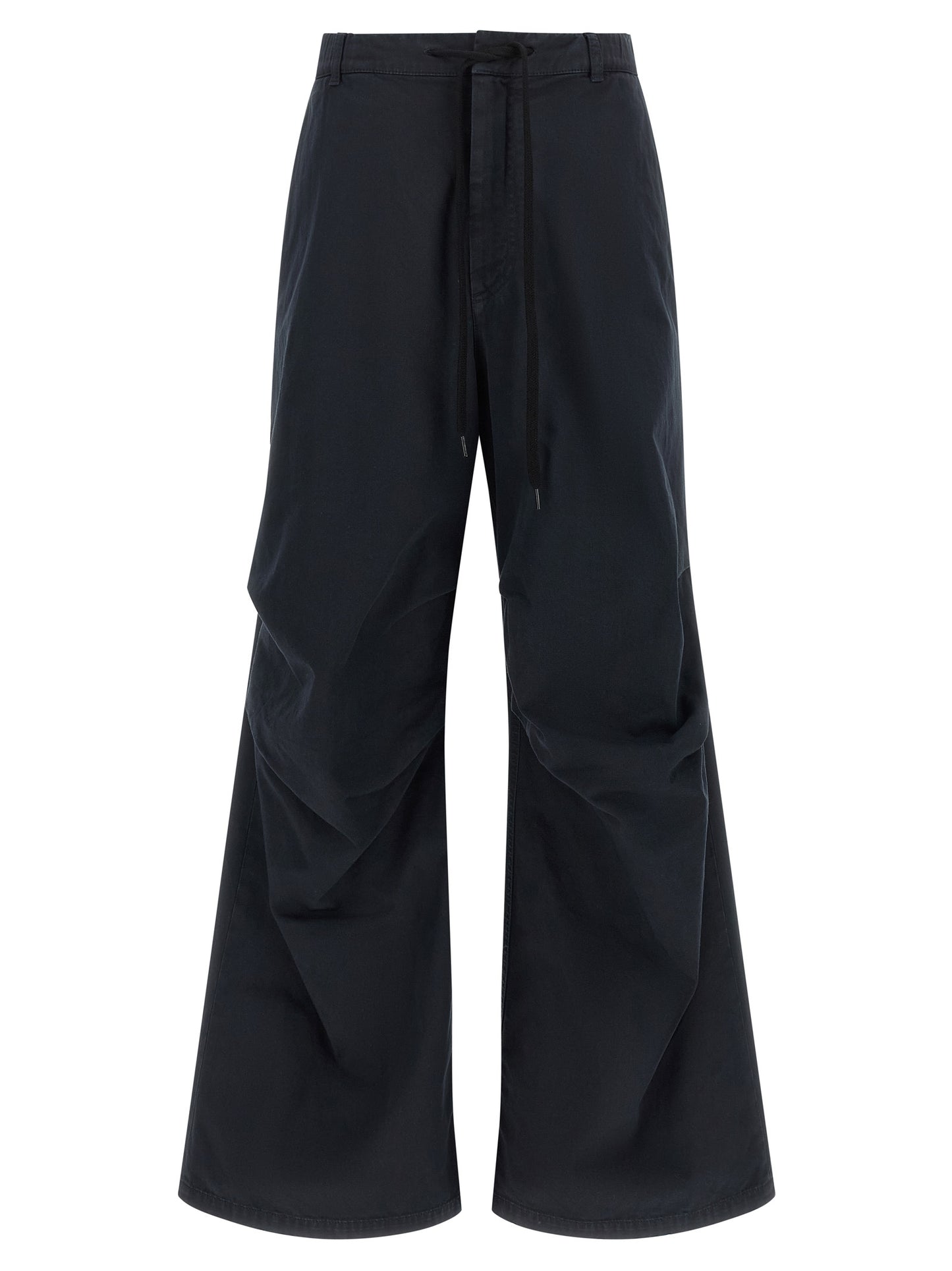 Blue Cotton Casual Pants