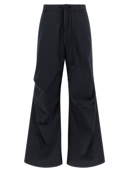 Blue Cotton Casual Pants