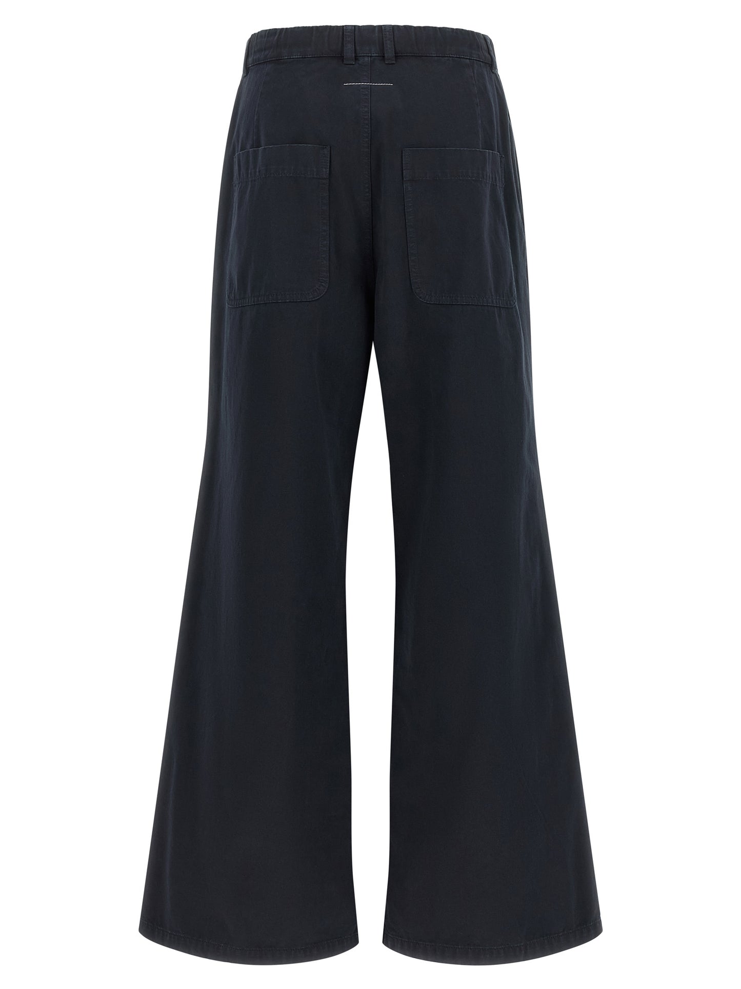 Blue Cotton Casual Pants