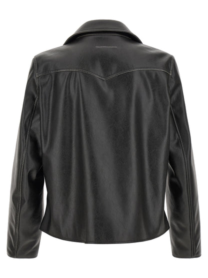 Black Polyester Leather Jacket