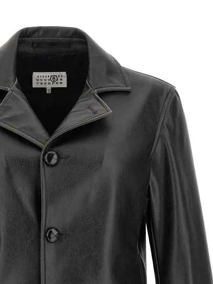 Black Polyester Leather Jacket