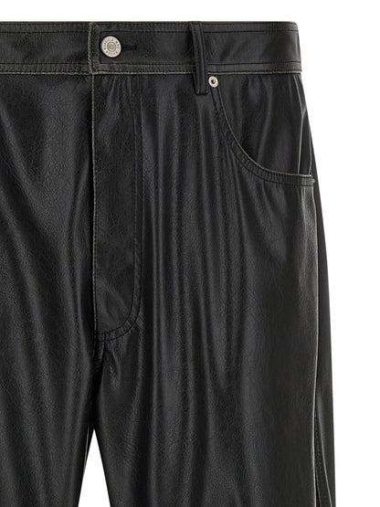 Black Polyester Casual Pants