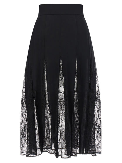 Black Silk Midi Skirt