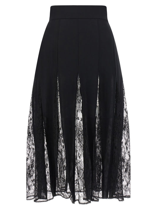 Black Silk Midi Skirt