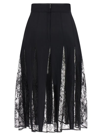 Black Silk Midi Skirt
