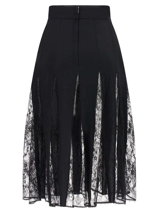 Black Silk Midi Skirt