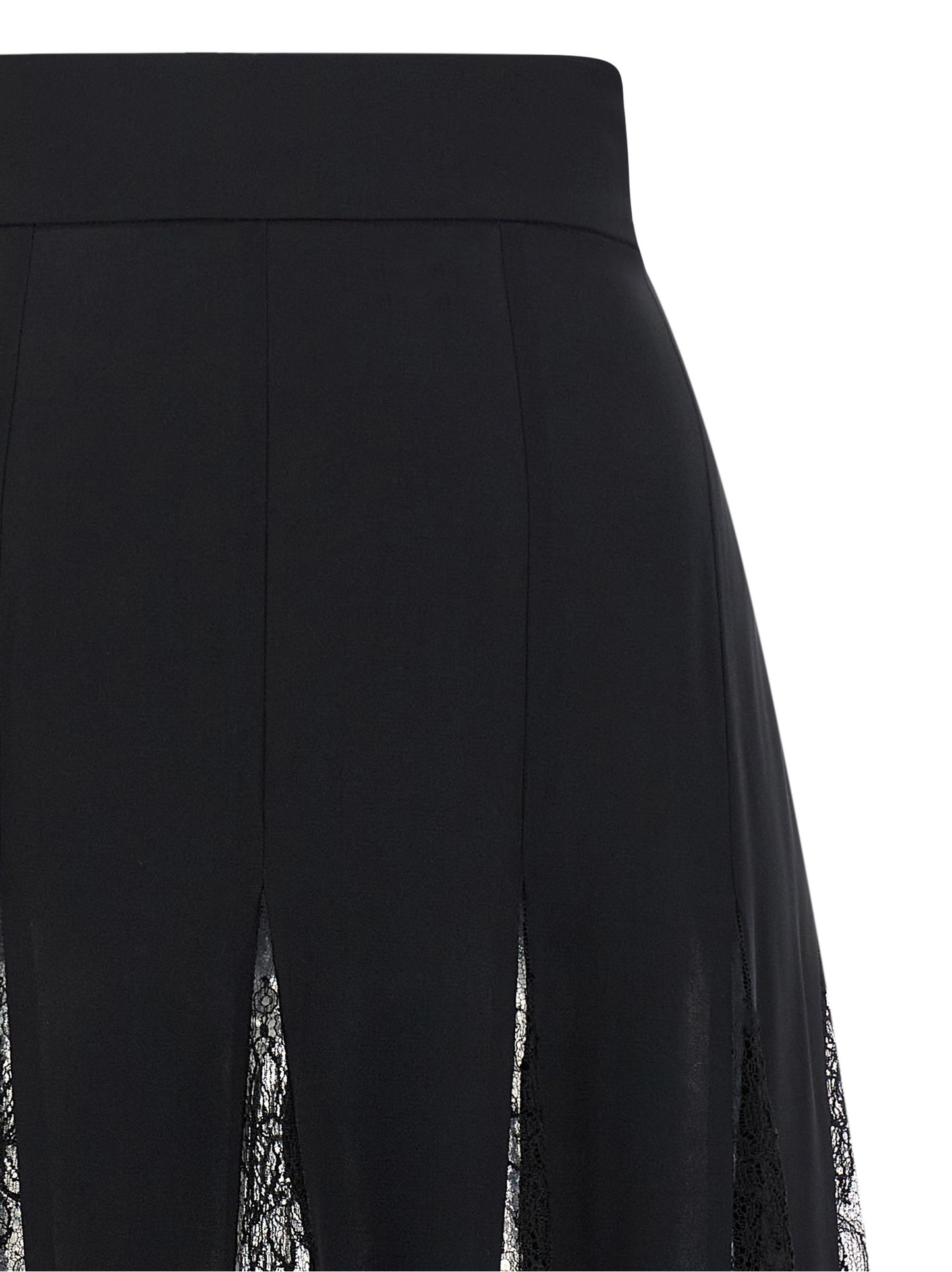 Black Silk Midi Skirt