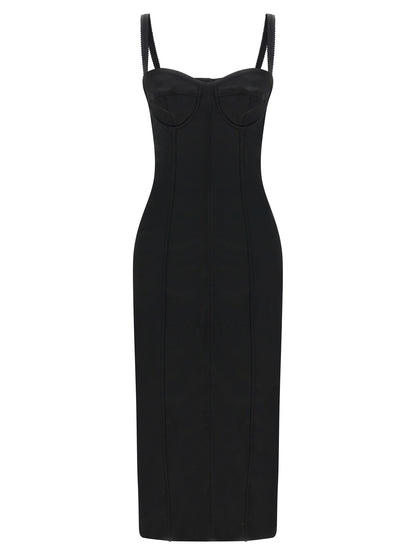 Black Acetate Midi Dress