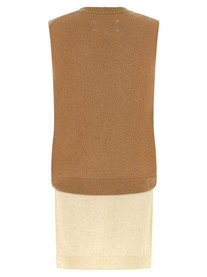 Beige Virgin Wool Sleeveless Jacket