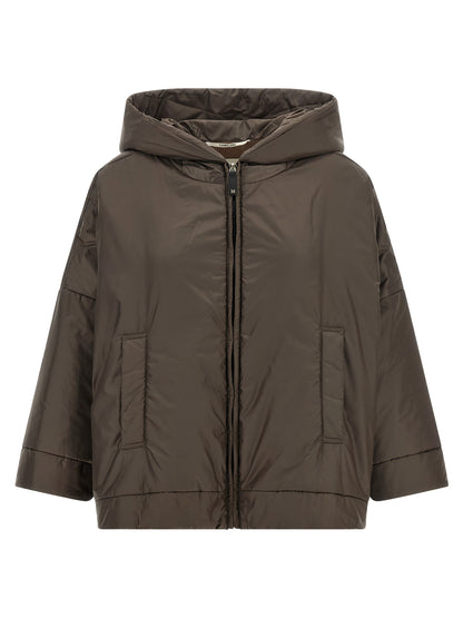 Brown Polyester Shell Jacket