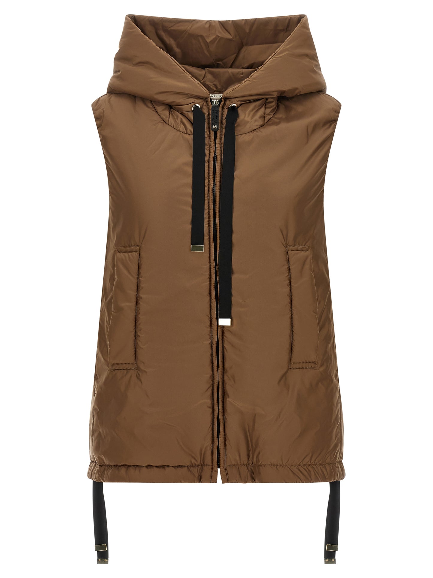 Brown Polyester Sleeveless Jacket