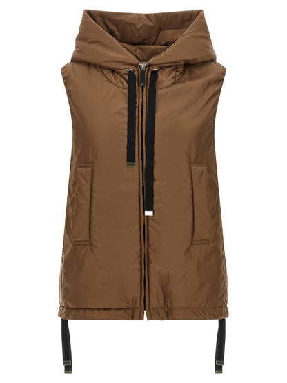 Brown Polyester Sleeveless Jacket
