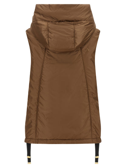 Brown Polyester Sleeveless Jacket