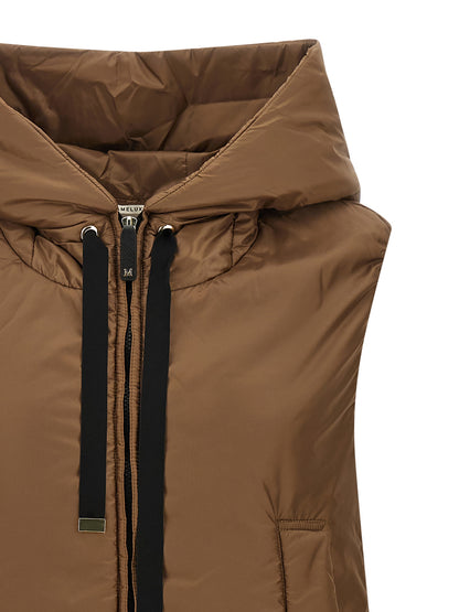 Brown Polyester Sleeveless Jacket