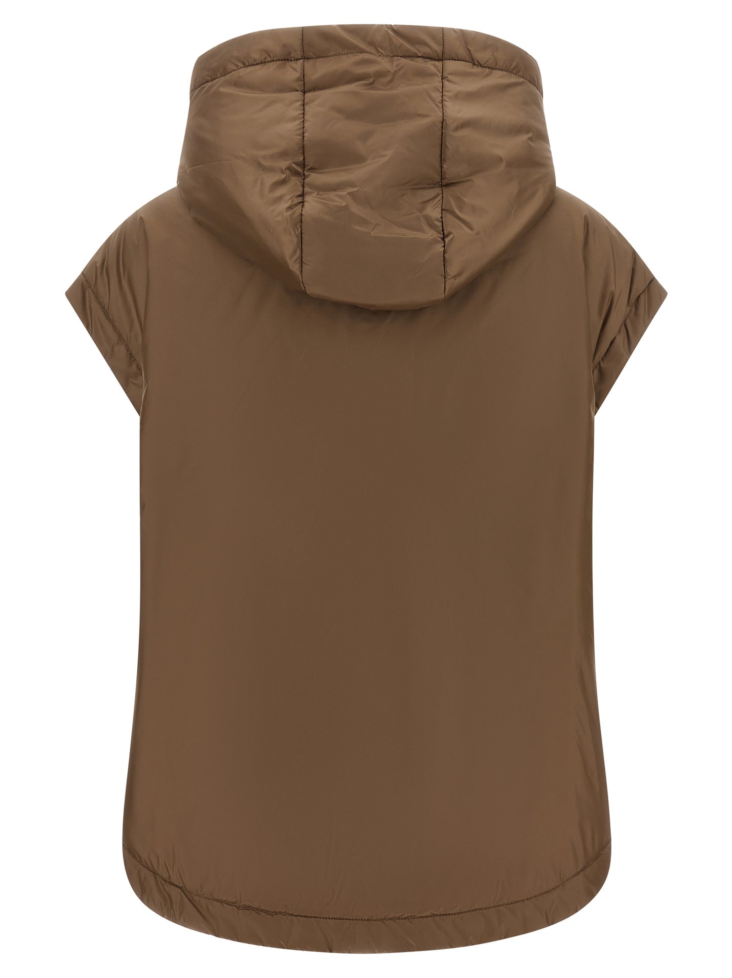 Brown Polyester Sleeveless Jacket