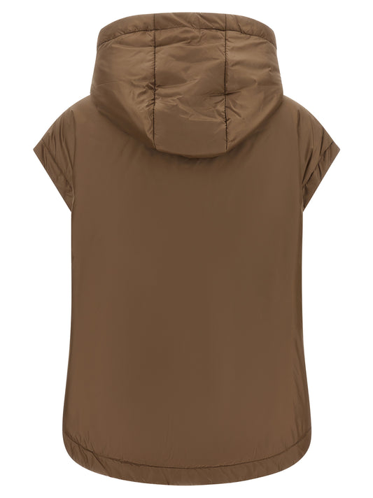 Brown Polyester Sleeveless Jacket
