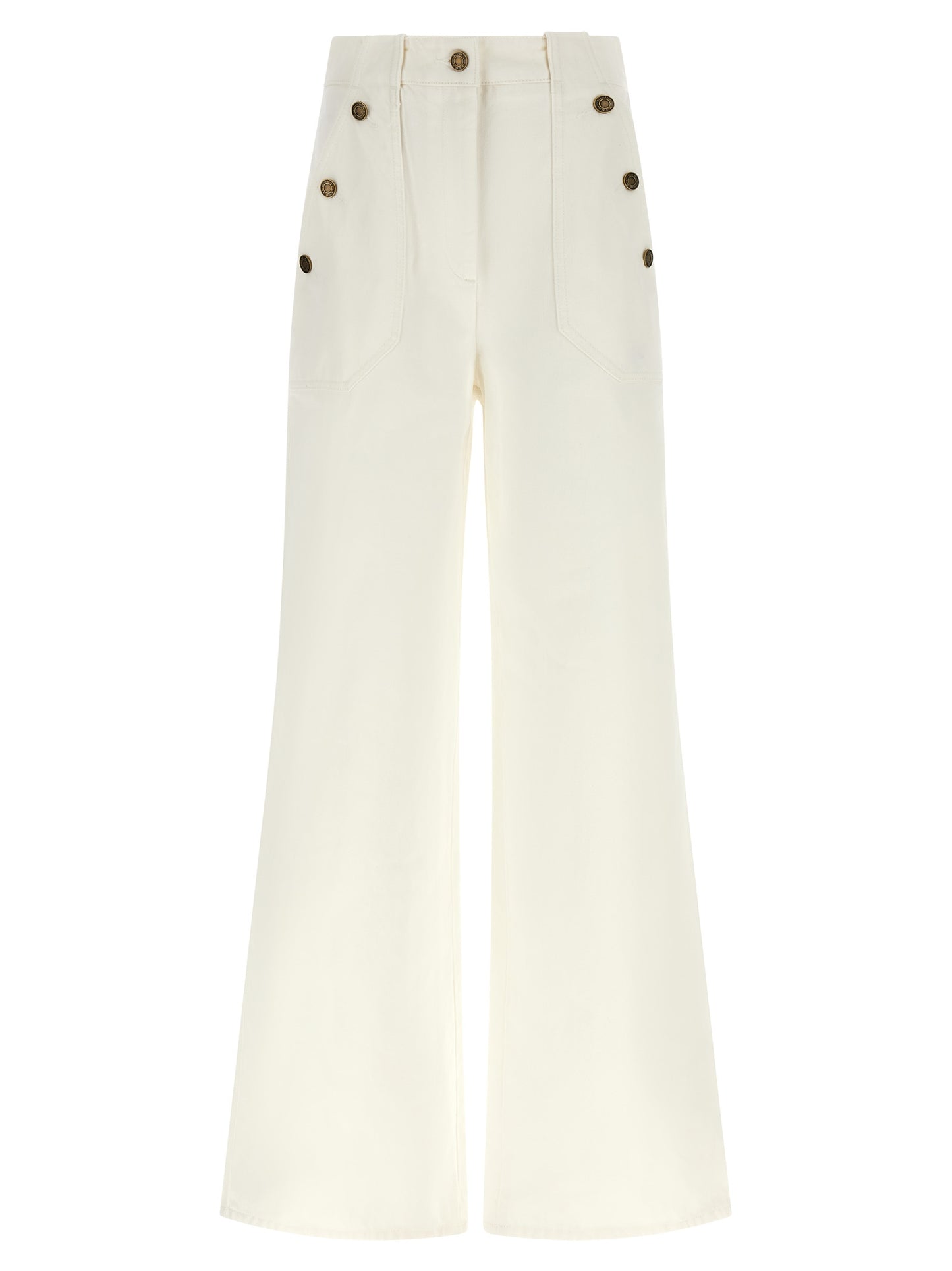 White Cotton Flared Pants