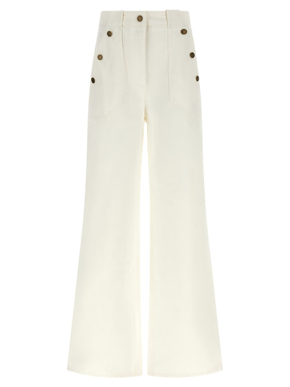 White Cotton Flared Pants