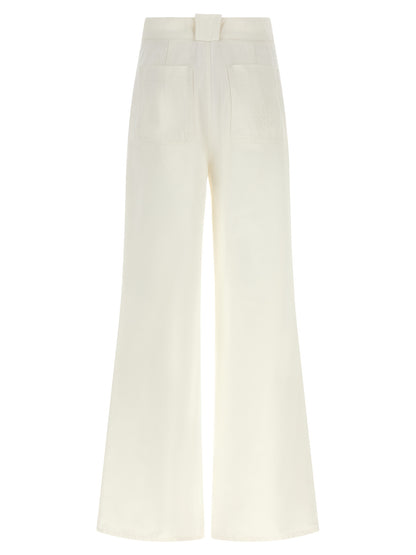 White Cotton Flared Pants