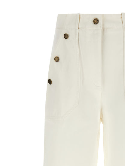 White Cotton Flared Pants