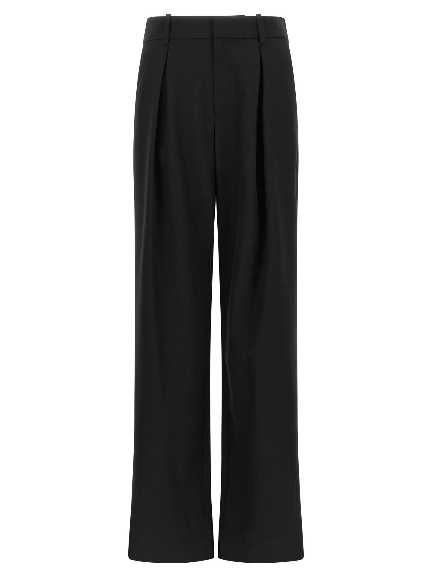 Black Polyester Casual Pants