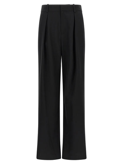 Black Polyester Casual Pants