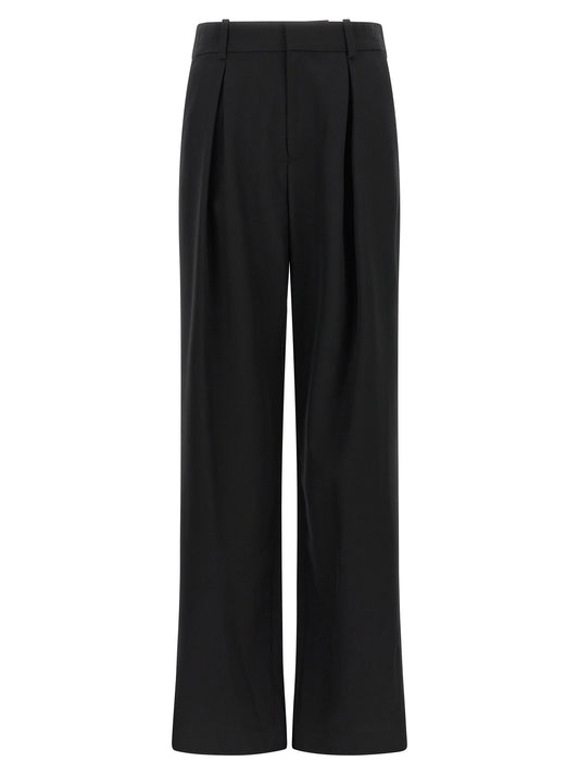 Black Polyester Casual Pants