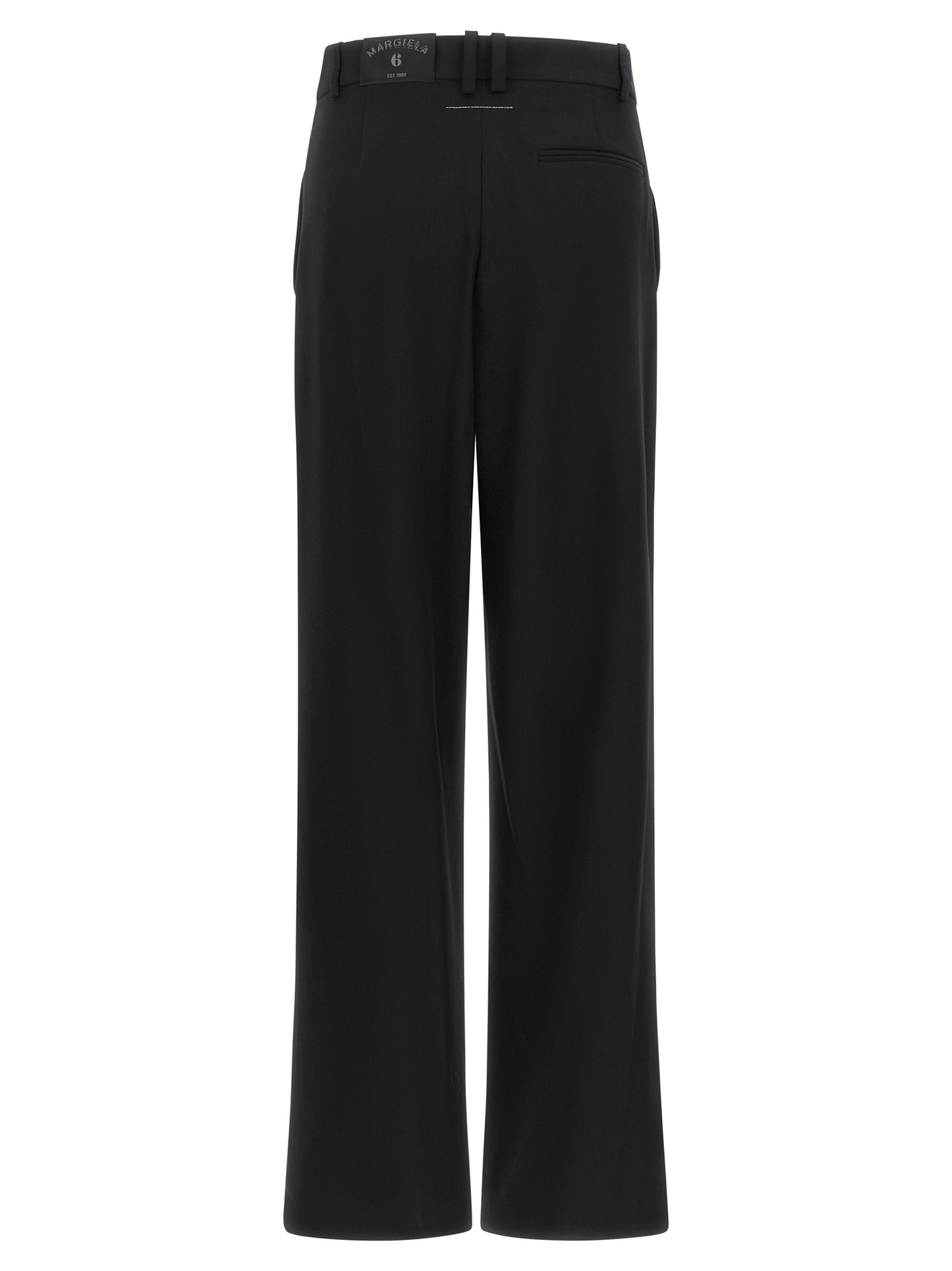 Black Polyester Casual Pants
