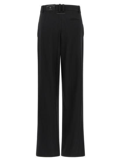 Black Polyester Casual Pants