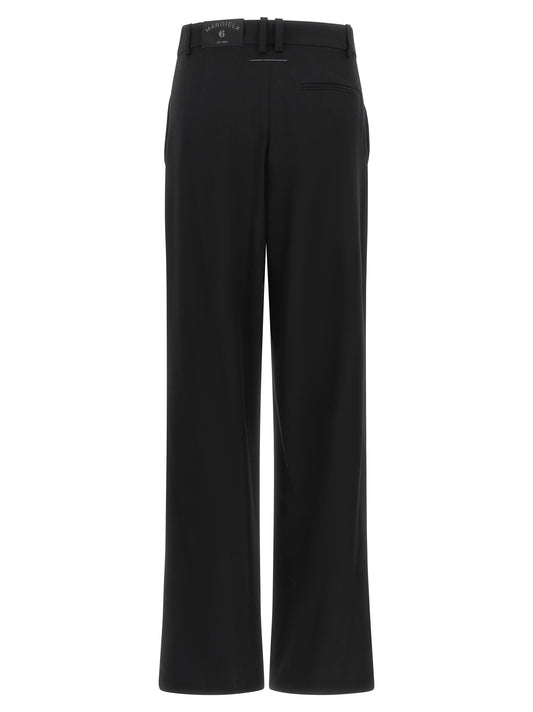 Black Polyester Casual Pants