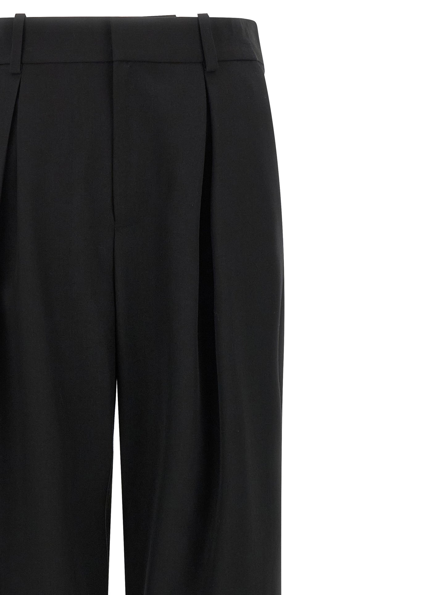 Black Polyester Casual Pants