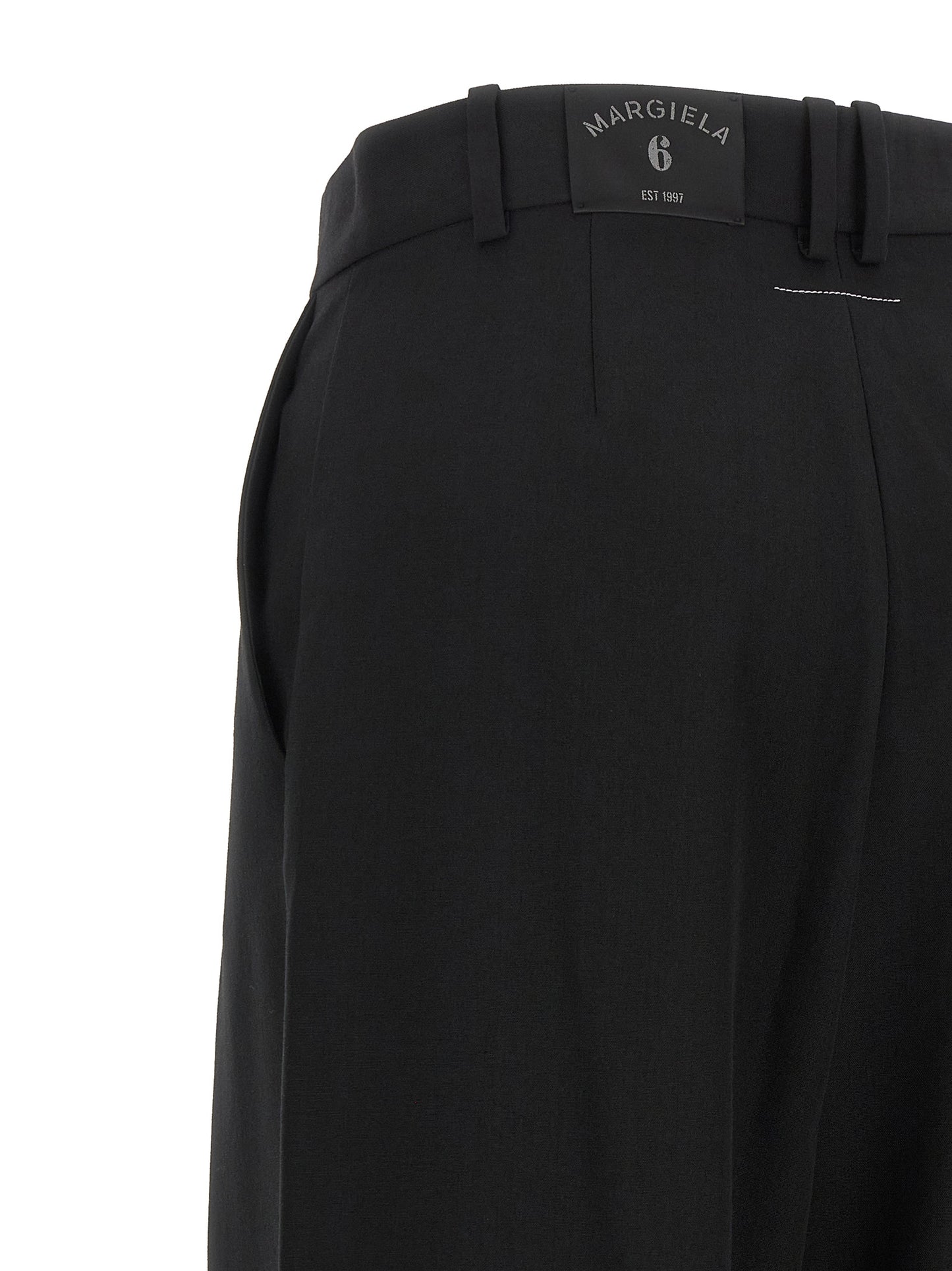 Black Polyester Casual Pants