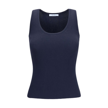Blue Viscose Sleeveles T-Shirt
