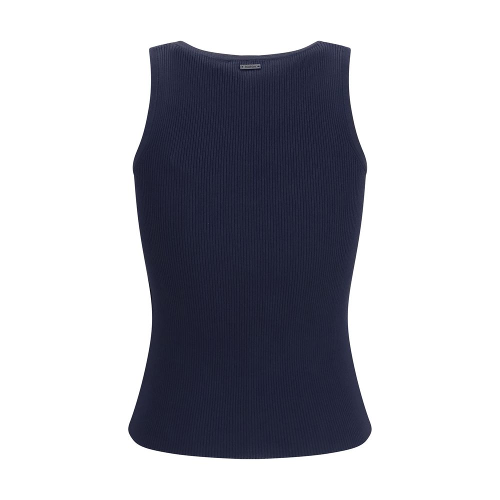 Blue Viscose Sleeveles T-Shirt