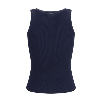 Blue Viscose Sleeveles T-Shirt