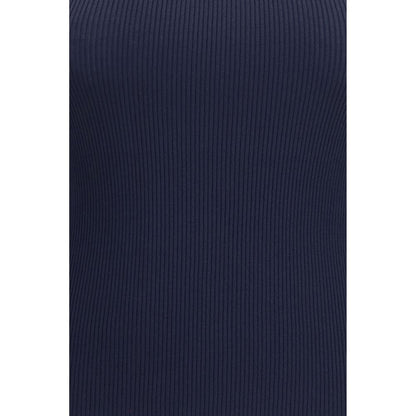 Blue Viscose Sleeveles T-Shirt