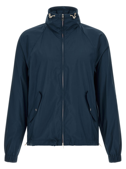 Blue Polyester Full-Length Jacket