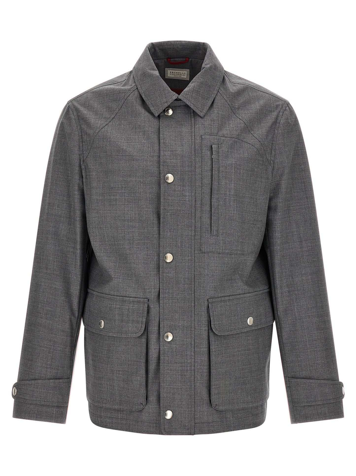 Gray Virgin Wool Full-Length Jacket