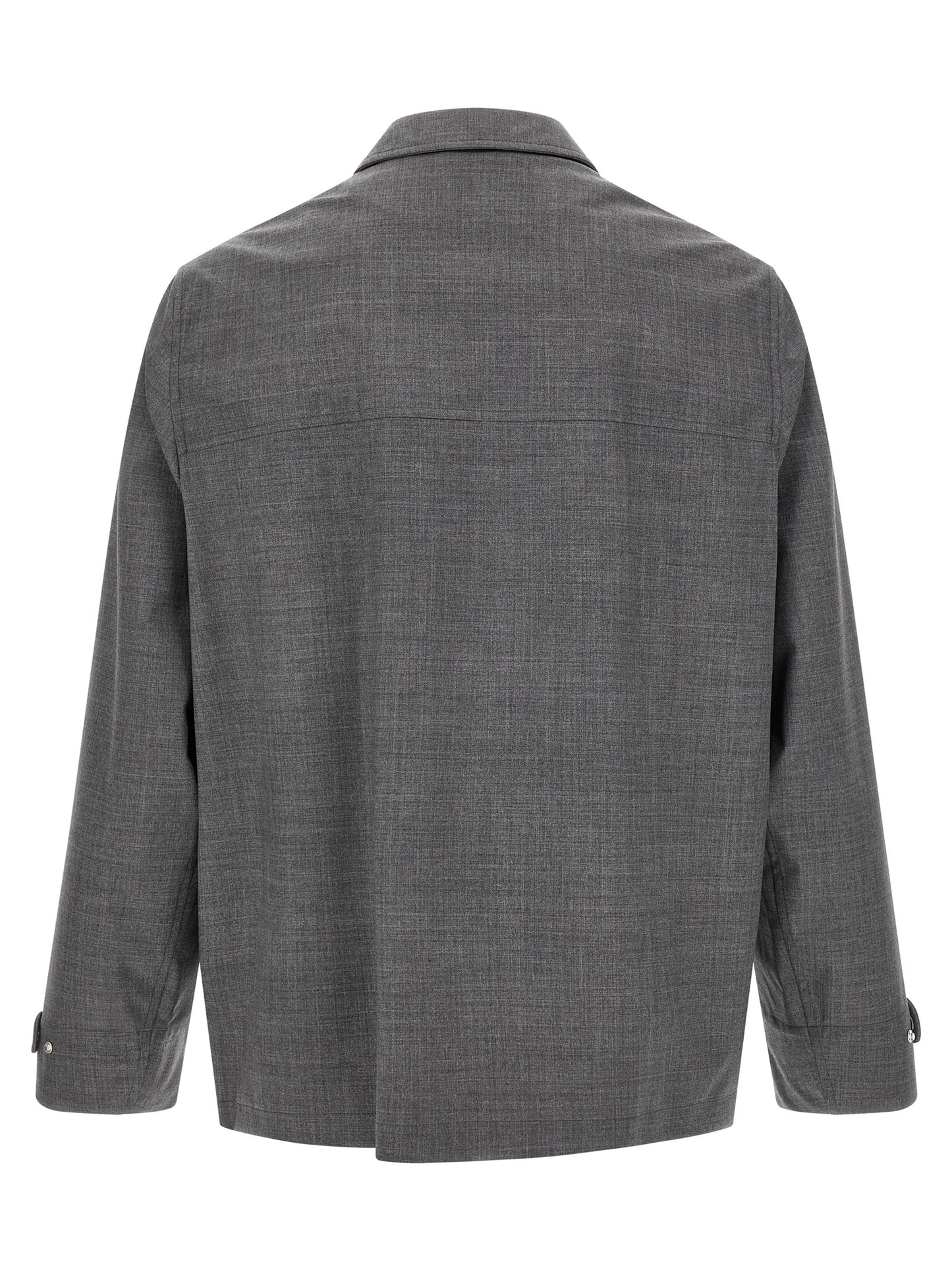 Gray Virgin Wool Full-Length Jacket