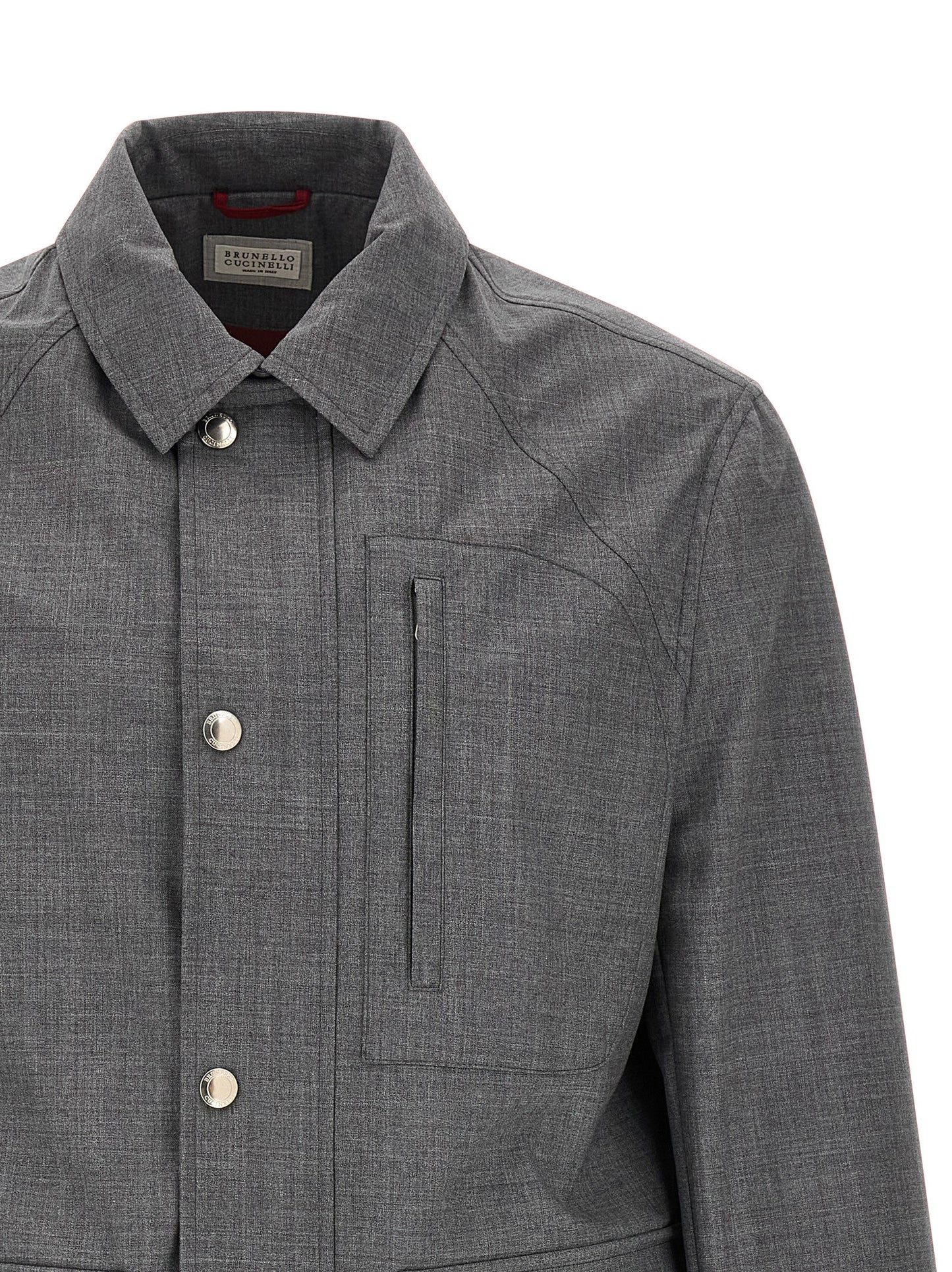 Gray Virgin Wool Full-Length Jacket