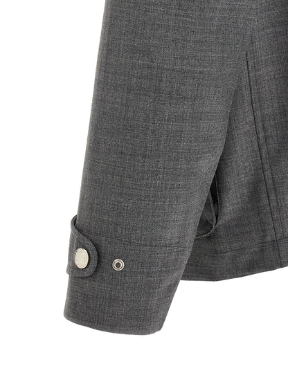 Gray Virgin Wool Full-Length Jacket