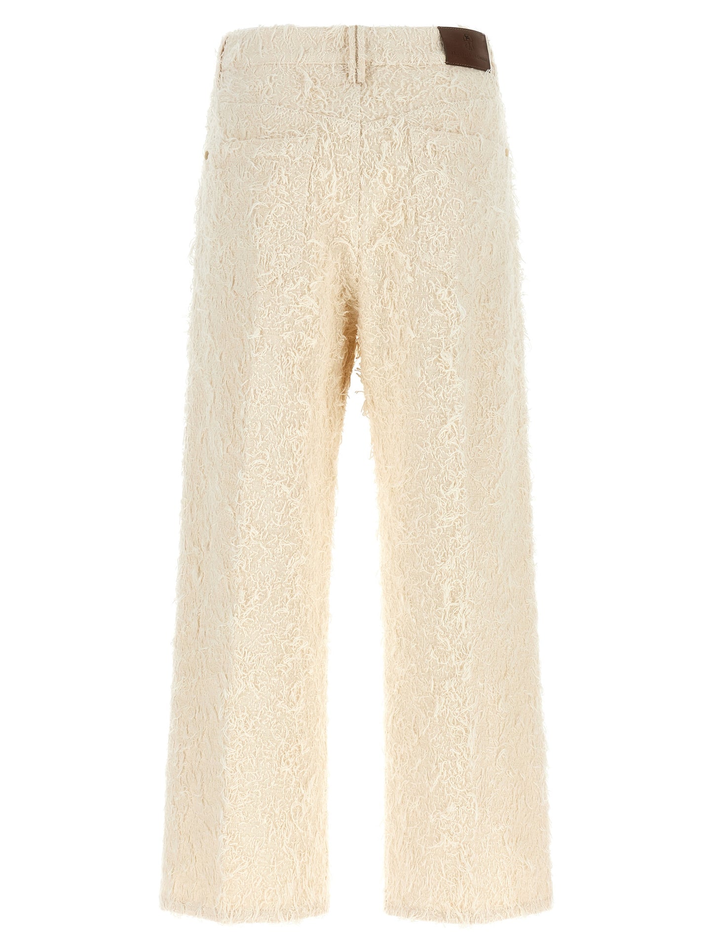 Beige Cotton Casual Pants
