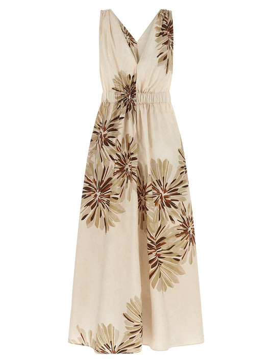 Beige Cotton Midi Dress