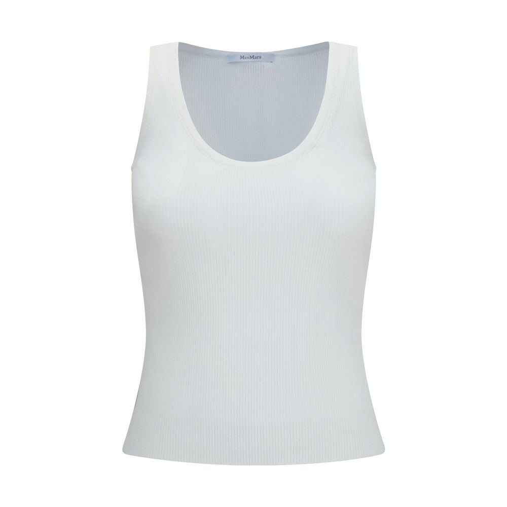 White Viscose Sleeveles T-Shirt